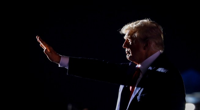 SARASOTA, FL - JULY 03: Former U.S. President Donald Trump leaves after a rally on July 3, 2021 in Sarasota, Florida. Co-sponsored by the Republican Party of Florida, the rally marks Trump's further support of the MAGA agenda and accomplishments of his administration. (Photo by Eva Marie Uzcategui/Getty Images)