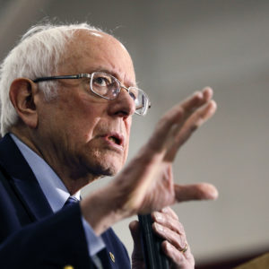 DEARBORN, MI - MARCH 07: Democratic presidential candidate Sen. Bernie Sanders (I-VT) speaks at a campaign rally at Salina Intermediate School on March 7, 2020 in Dearborn, Michigan. (Photo by Bill Pugliano/Getty Images)