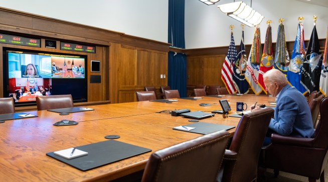 This morning, the President and Vice President held a video conference with the national security team to discuss the ongoing efforts to draw down our civilian footprint in Afghanistan. In addition, the President and Vice President were briefed on the earthquake in Haiti.