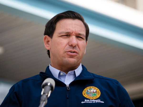 MIAMI, FL - AUGUST 29: Governor Ron DeSantis gives a briefing regarding Hurricane Dorian to the media at National Hurricane Center on August 29, 2019 in Miami, Florida. (Photo by Eva Marie Uzcategui/Getty Images)