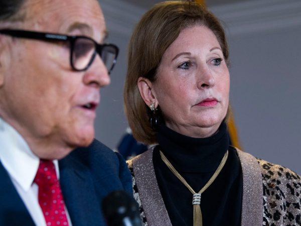 UNITED STATES - NOVEMBER 19: Rudolph Giuliani and Sidney Powell, attorneys for President Donald Trump, conduct a news conference at the Republican National Committee on lawsuits regarding the outcome of the 2020 presidential election on Thursday, November 19, 2020. (Photo By Tom Williams/CQ Roll Call)
