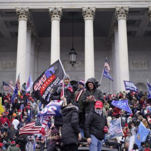 WASHINGTON, DC - JANUARY 06:  Protesters gather storm the Capitol and halt a joint session of the 117th Congress on Wednesday, Jan. 6, 2021 in Washington, DC. (Kent Nishimura / Los Angeles Times)
