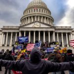 nation's capital to protest the ratification of President-elect Joe Biden's Electoral College victory over President Trump in the 2020 election. A pro-Trump mob later stormed the Capitol, breaking windows and clashing with police officers. Five people died as a result.  (Photo by Brent Stirton/Getty Images)