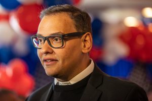 George Santos during a press conference