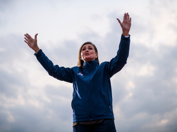 Iowa Governor Kim Reynolds at a rally.