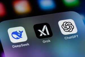 Toronto, Canada - February 22, 2025: AI virtual assistant apps on a smartphone - DeepSeek, xAI Grok, and OpenAI ChatGPT.