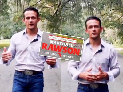 Screenshot from a campaign video posted by Marshall Rawson, the GOP nominee for a seat in the Florida House of Representatives.